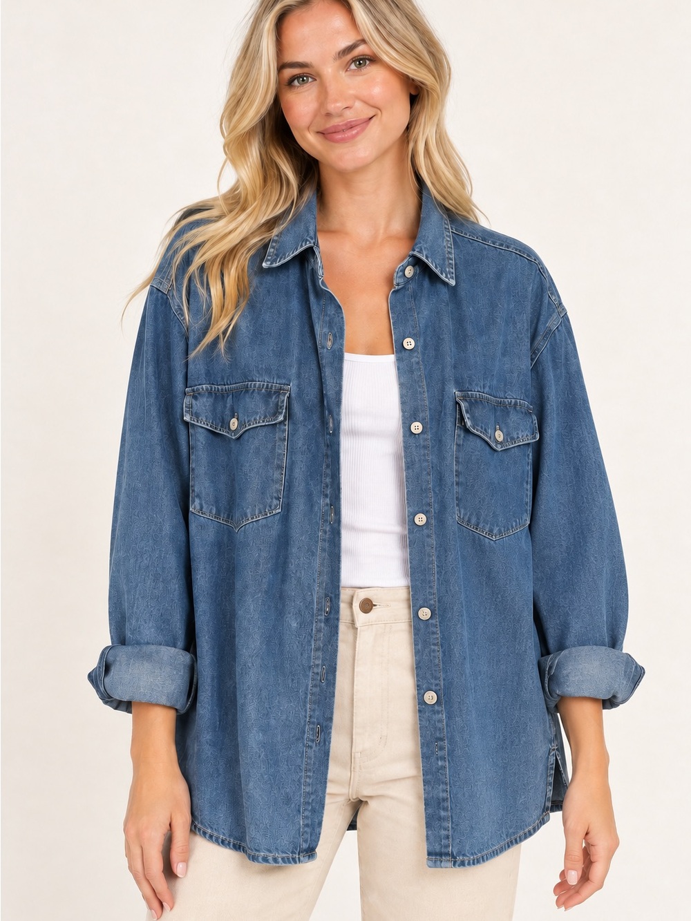 Vintage Original Jordache Denim Chambray Shirt Size L